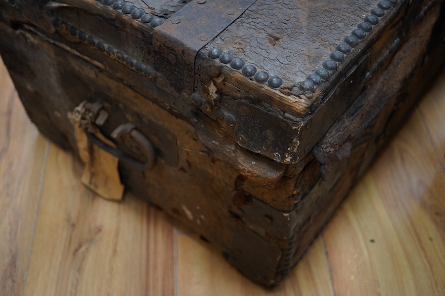 A Studded trunk and a brass bound box. Condition - poor